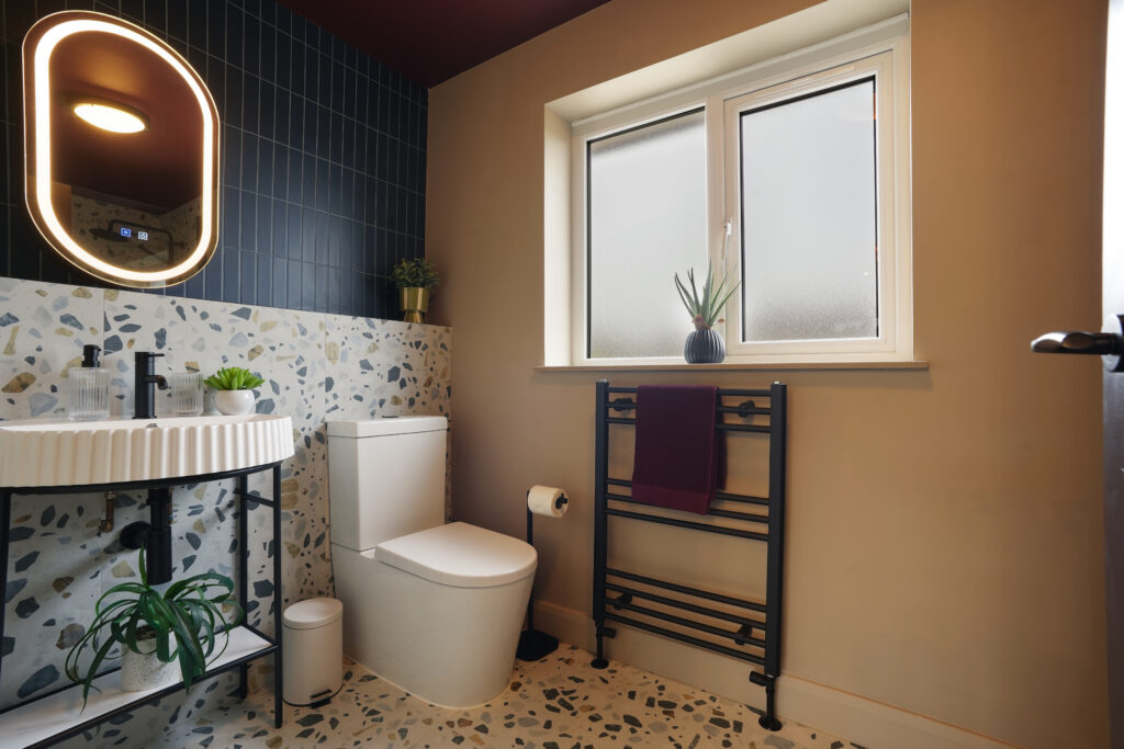 A bright, designer bathroom